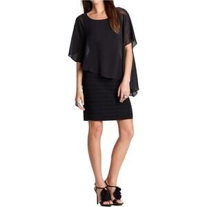Adrianna Papell Black Draped Asymmetrical Dress Size 6‎